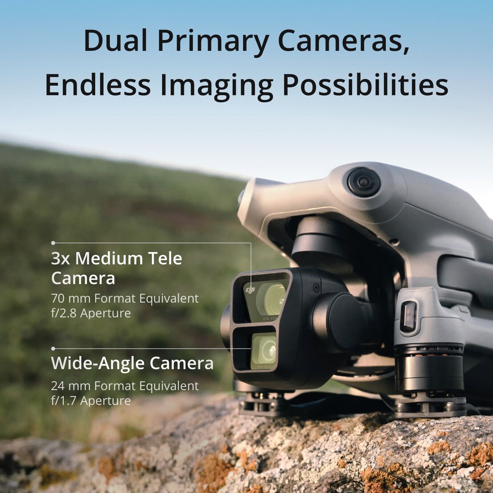 DJI Air 3 Drone with DJI RC N2 Controller - 4K Dual Camera, 46-Min Flight Time, Omnidirectional Obstacle Avoidance for Aerial Photography, Travel & Outdoor Adventures
