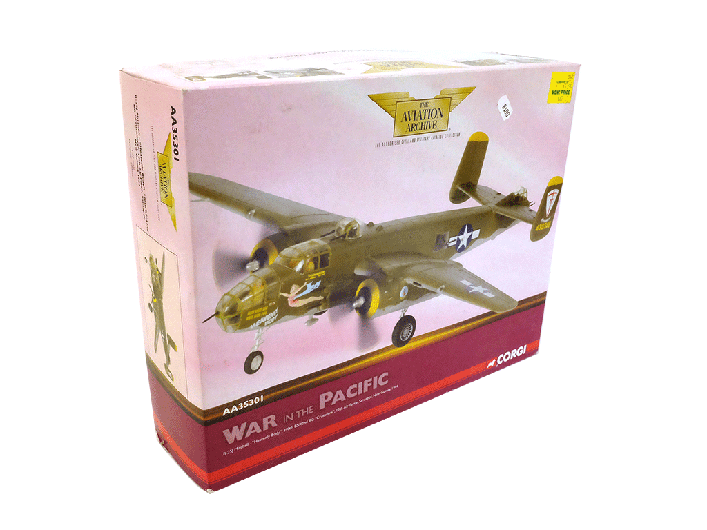 1:72 Scale Corgi B-25J Mitchell Bomber Die Cast Model AA35301 - WWII Pacific War Aircraft Collectible for Display & Aviation Enthusiasts