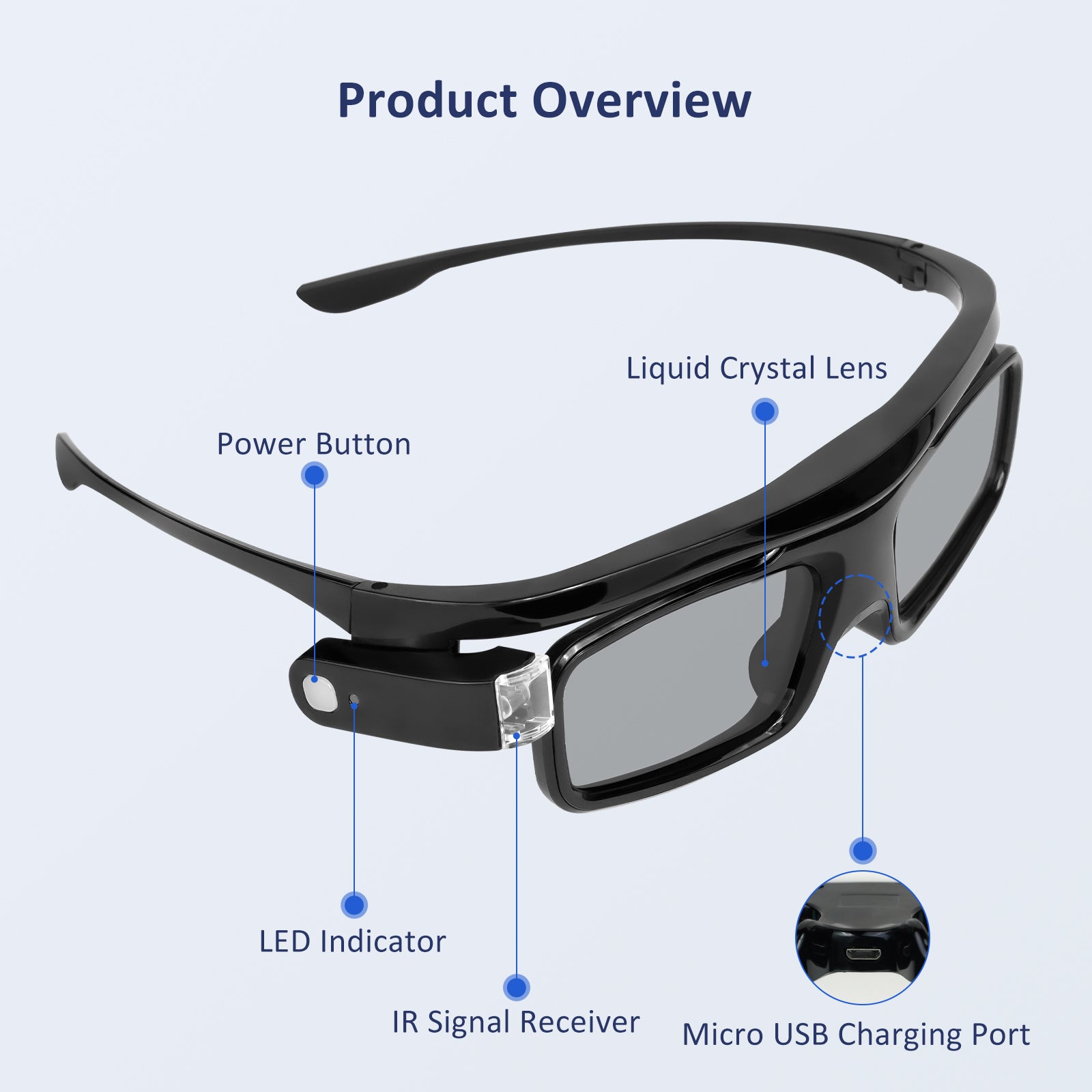 NexiGo Active 3D Glasses for Movies & Gaming - Universal Shutter 3D Glasses Compatible with Sony, Samsung, LG TVs - Perfect for Home Theater & 3D Gaming Experience