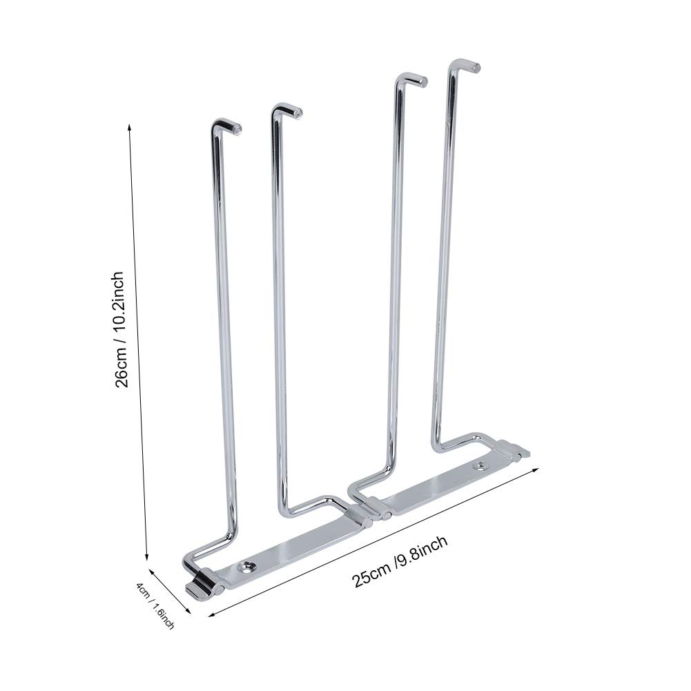 FIYO Under Cabinet Wine Glass Rack - Stainless Steel Stemware Holder for Kitchen & Bar - Wall Mount Double Row Hanging Organizer - Perfect for Storing Wine Glasses, Champagne Flutes & Cocktail Cups in Small Spaces