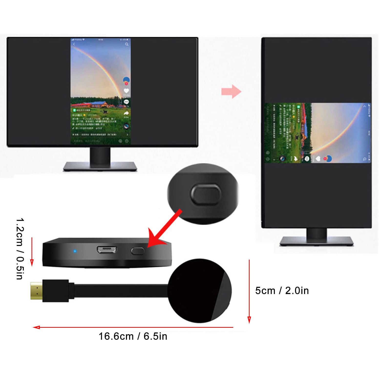 4K Wireless HDMI Display Dongle Adapter - Stream Media from Laptop/PC/Smartphone to HDTV/Projector | Perfect for Home Theater, Office Presentations & Gaming