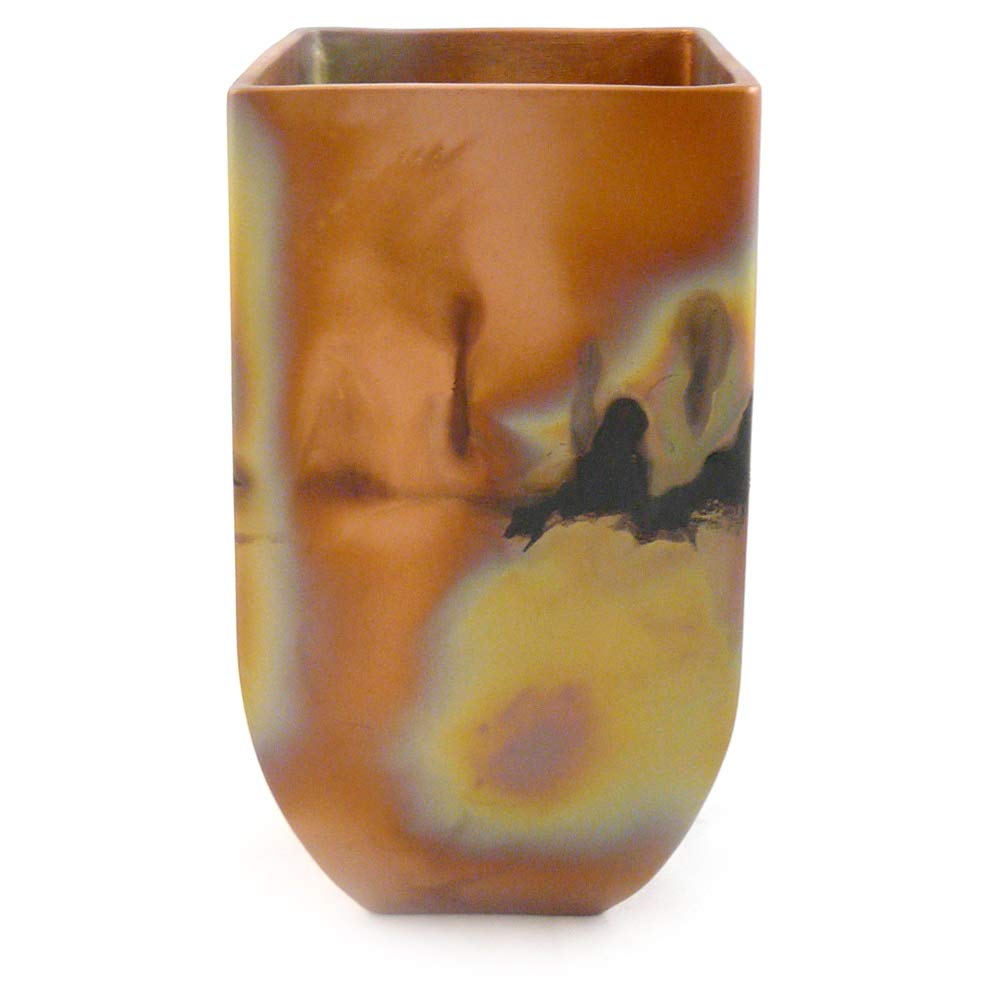 Handcrafted American-Made Copper Patina Square Mantel Vase - 9 Inch Rustic Home Decor for Farmhouse, Living Room & Wedding Centerpieces