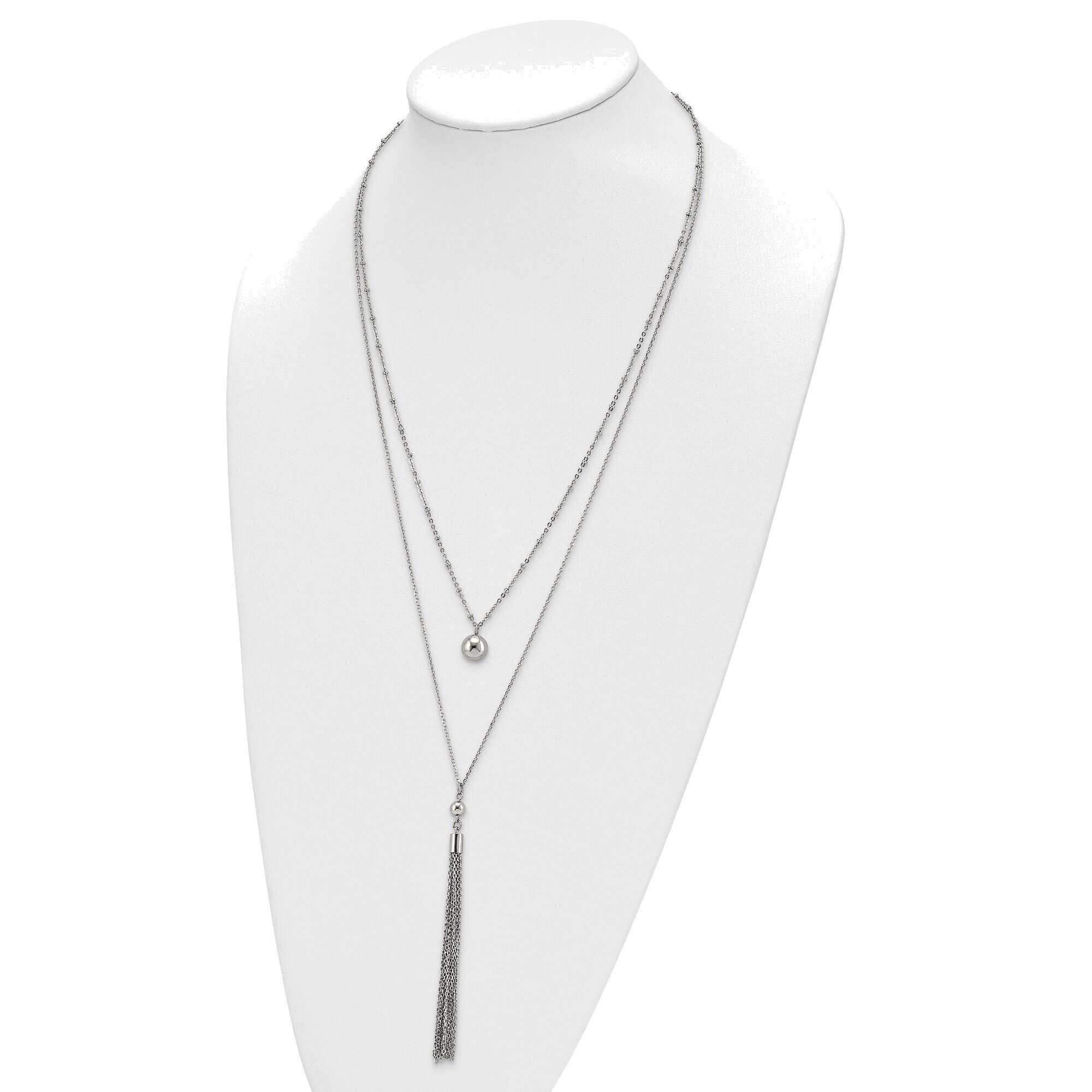 Bonyak Stainless Steel Polished 2 Strand Necklace with 2 Inch Extension - 24 Inch Length | Elegant Jewelry for Women, Gift for Her, Perfect for Parties, Weddings & Everyday Wear