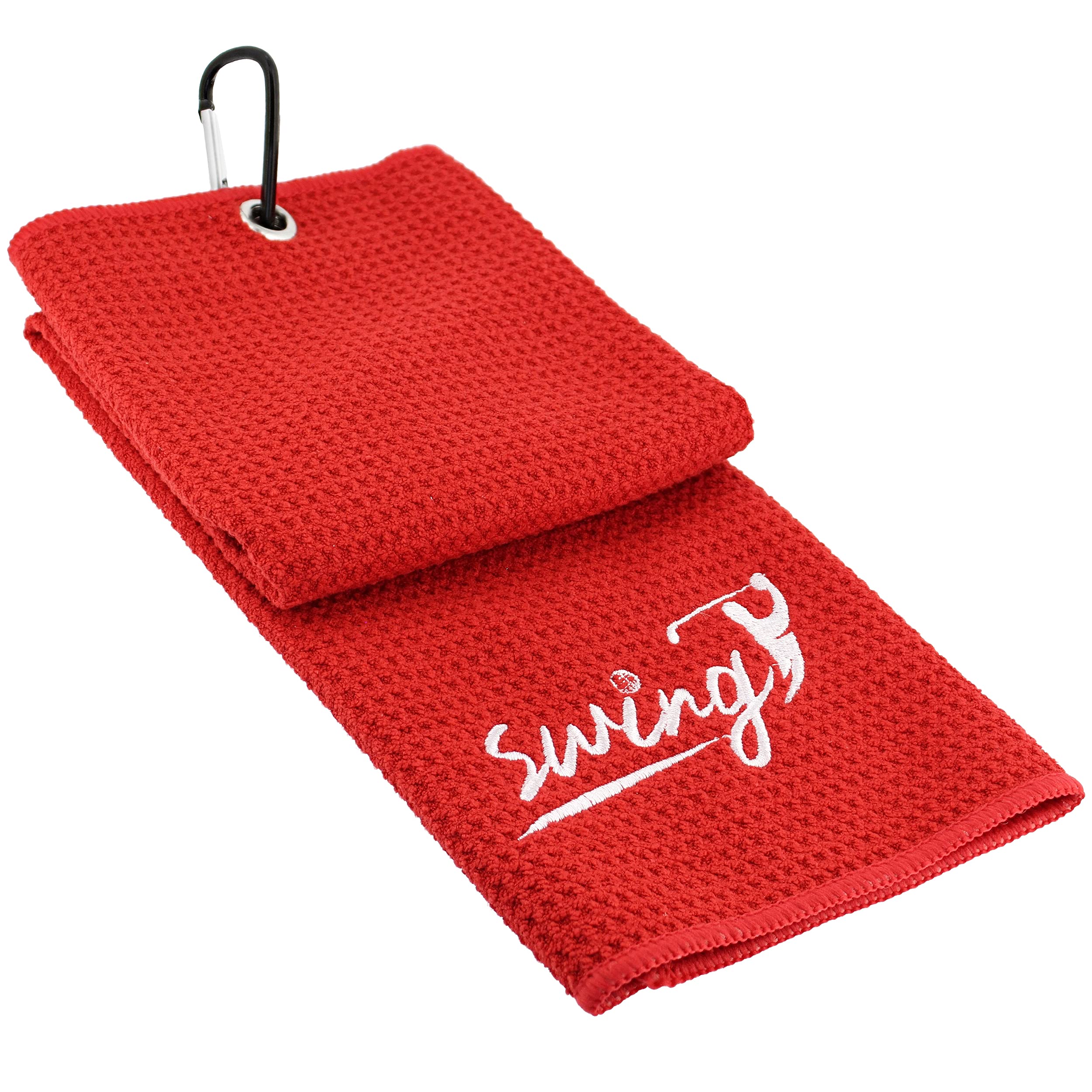 Premium Waffle Microfiber Golf Towel with Clip - Tri-Fold Absorbent Sports Towel for Golf Clubs, Balls & Hands - Perfect for Golf Bags, Driving Range & Course Play