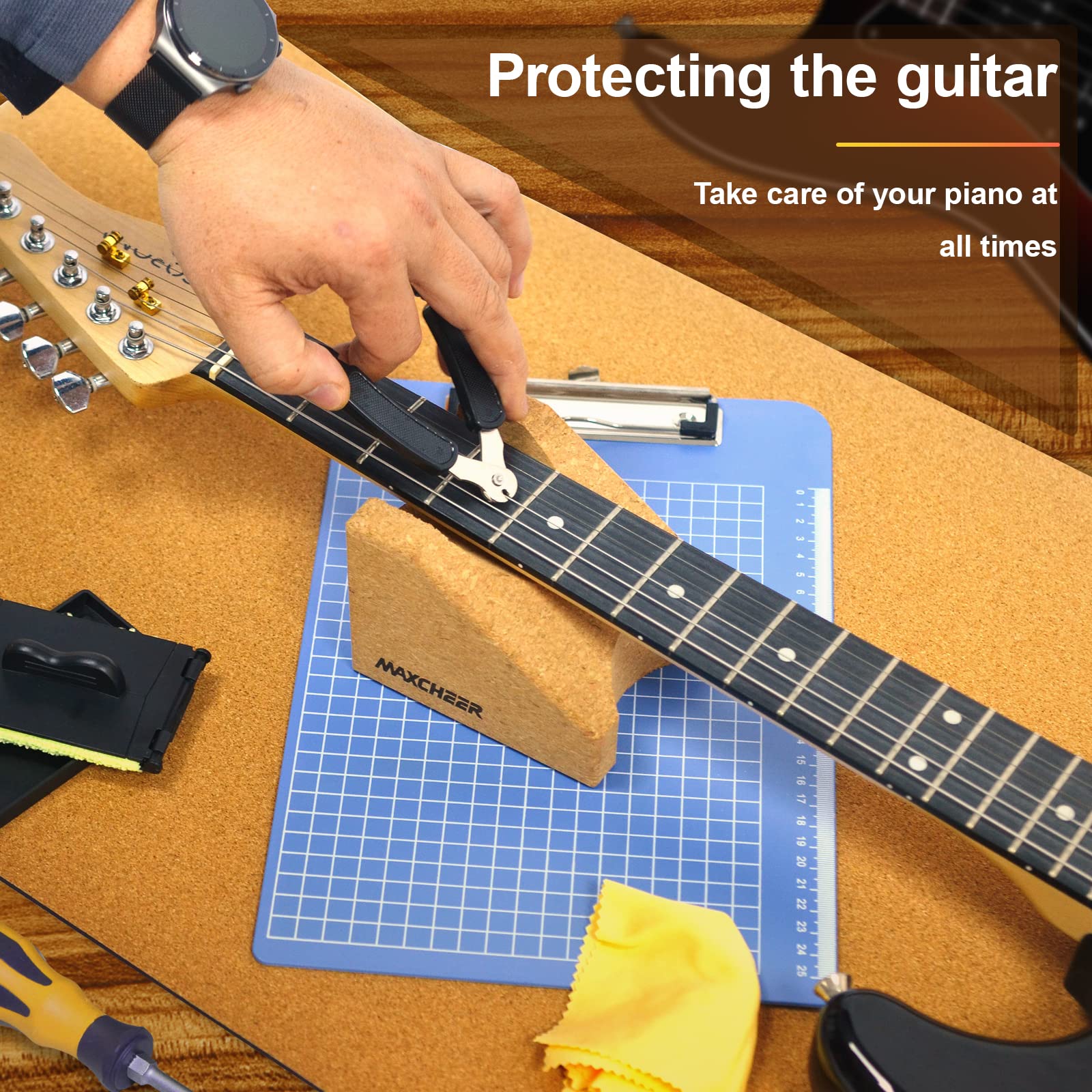 MAXCHEER Guitar Neck Rest & Cradle Support Pillow - Professional Luthier Tool for Guitar Repair & Maintenance - Ergonomic String Instrument Accessory Kit for Acoustic/Electric Guitars (Perfect for Workshop, Music Studio & Home Use)