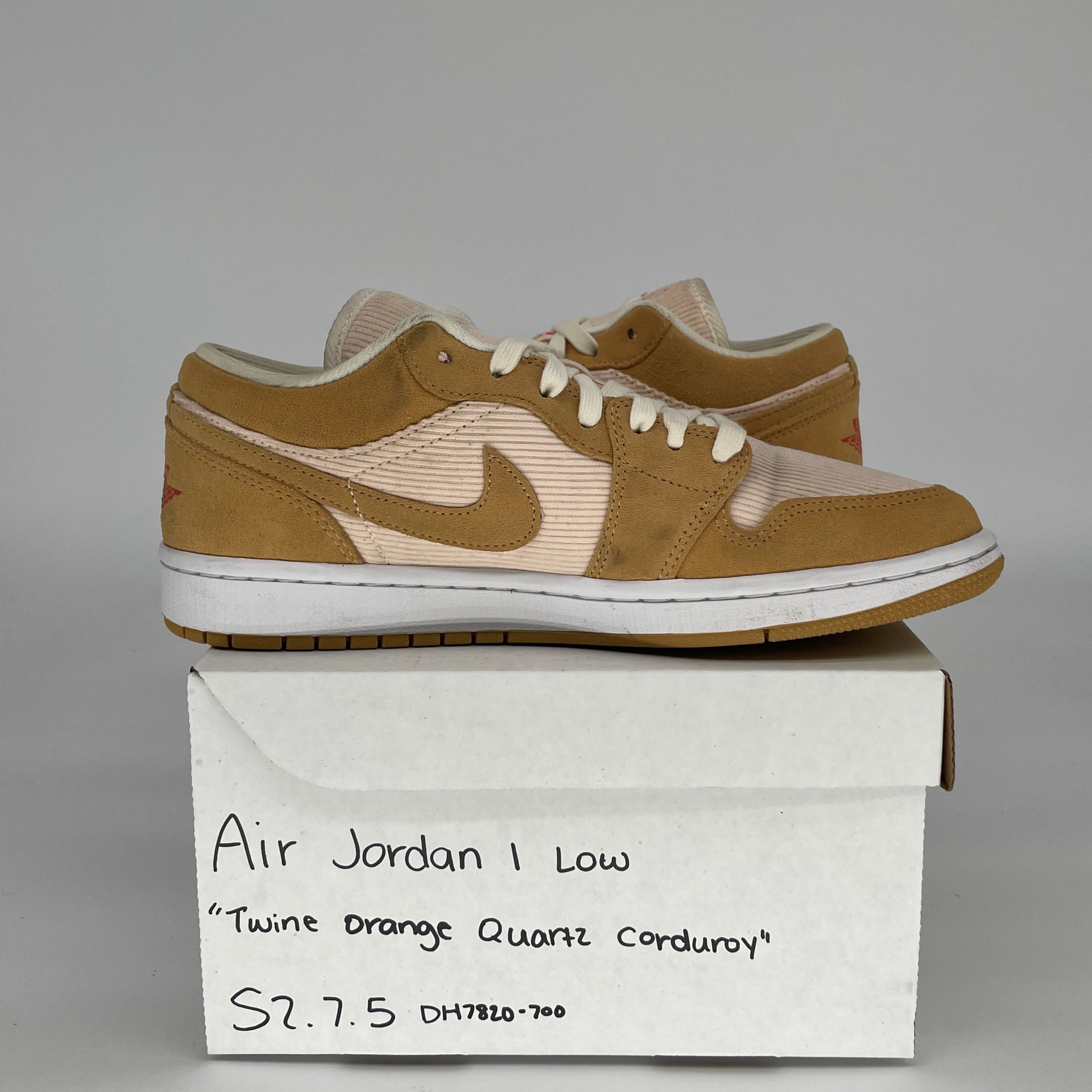 AIR JORDAN 1 LOW ORANGE QUARTZ CORDUROY WOMEN'S SNEAKERS SIZE 7.5/9W DH7820-700 - Perfect for Casual Wear, Street Style & Sneaker Collectors