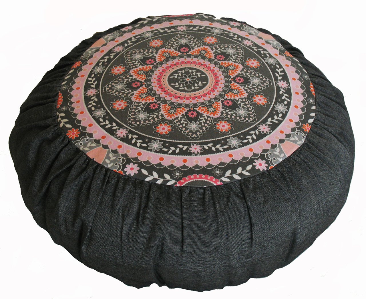 Premium Meditation Cushion Zafu Yoga Pillow - Organic Cotton Buckwheat Filling - Peach & Gray Zen Style for Home Yoga Studio, Meditation Room & Mindfulness Practice