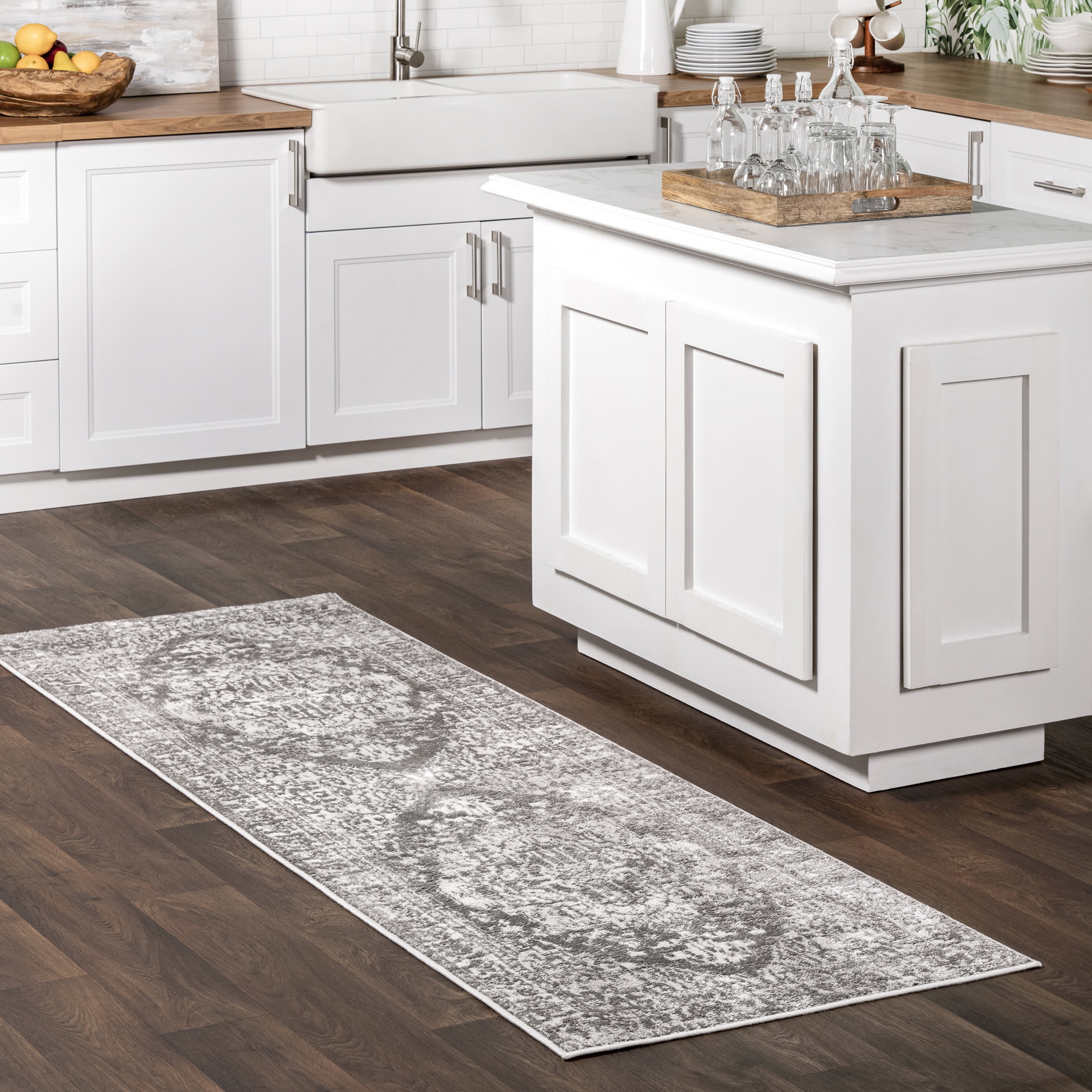 Diana Jewel Medallion Rug - Light Grey Area Rug for Living Room, Bedroom & Home Decor | Soft & Stylish Bohemian Floor Carpet
