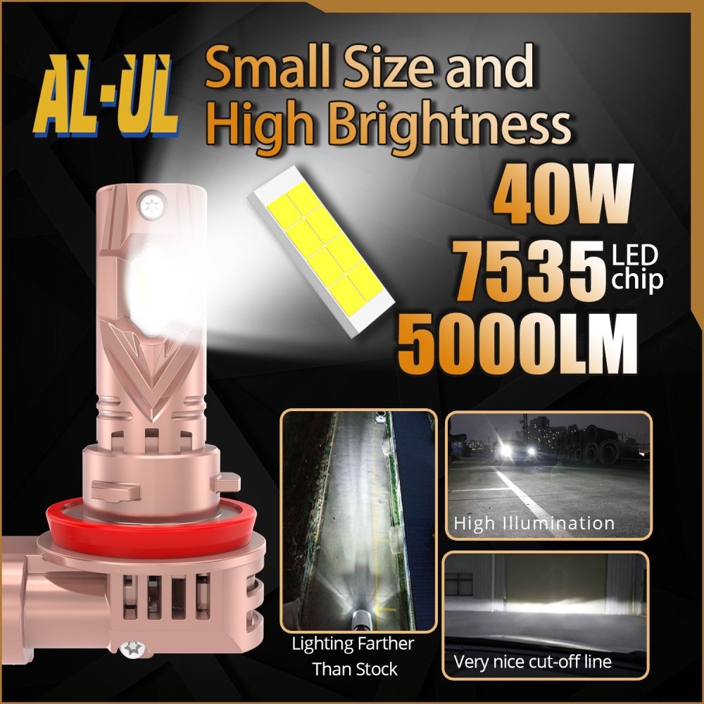 High-Performance AL UL LED Headlight Bulbs - High/Low Beam & Fog Lights for Cars, Trucks, SUVs - Bright White Light for Night Driving & Off-Road Adventures