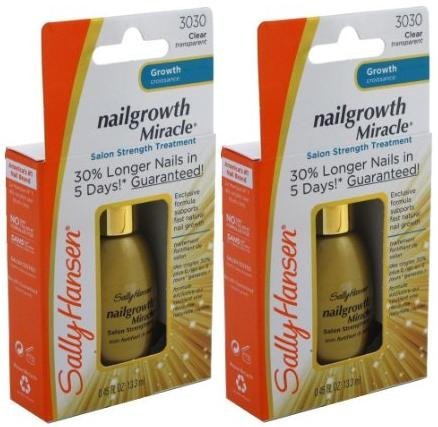 Sally Hansen Nail Growth Miracle Salon Strength Treatment - Pack of 2 | Strengthens & Repairs Weak, Brittle Nails | Perfect for At-Home Manicures & Professional Salon Use