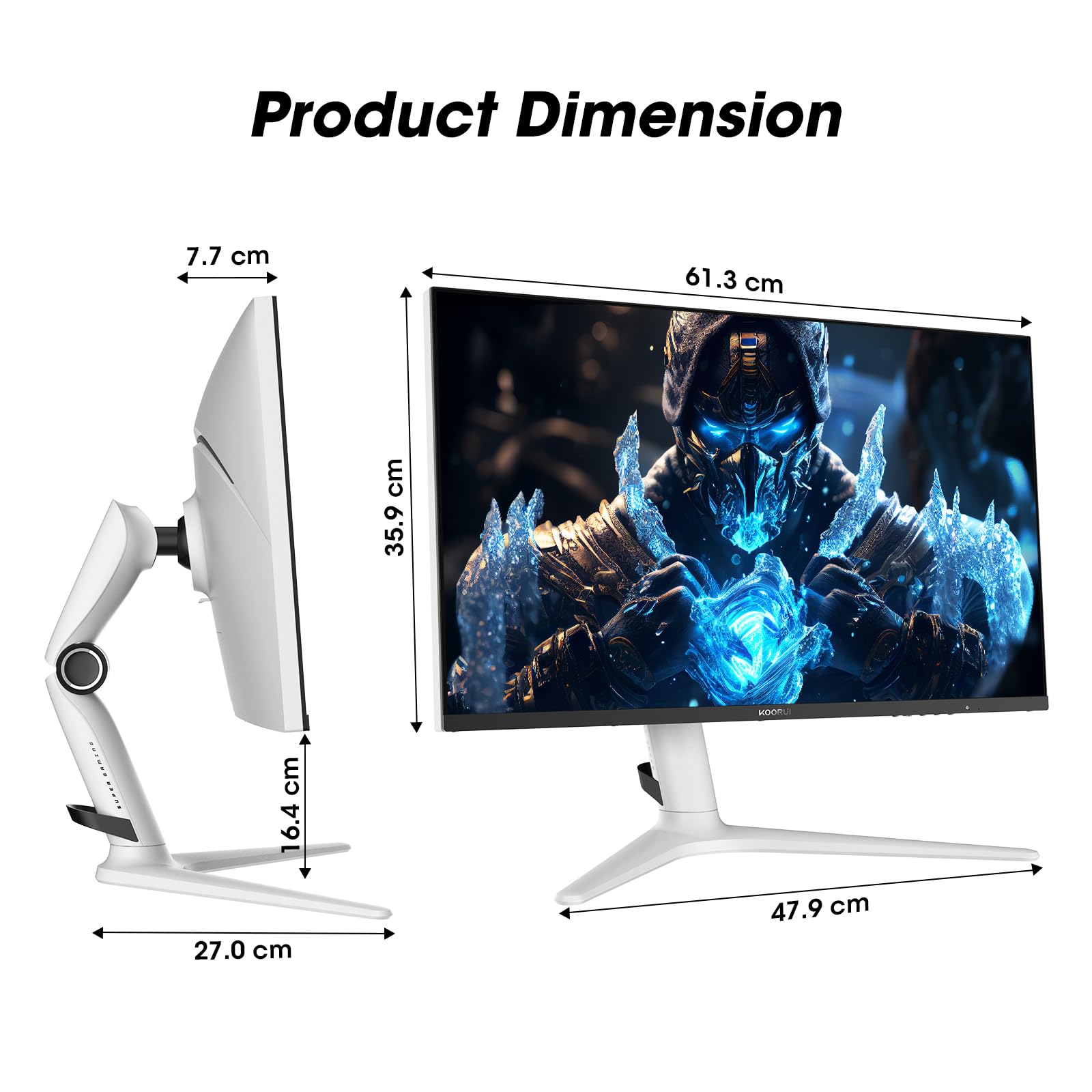 KOORUI 27 Inch 240Hz QHD Gaming Monitor with Mini LED VA Panel, 1ms Response Time, Adaptive Sync, HDR1000, 95% DCI-P3, 2x HDMI 2.0 & DisplayPort 1.4, VESA 75x75mm, Height Adjustable - Perfect for Esports, FPS Gaming and Professional Workstations