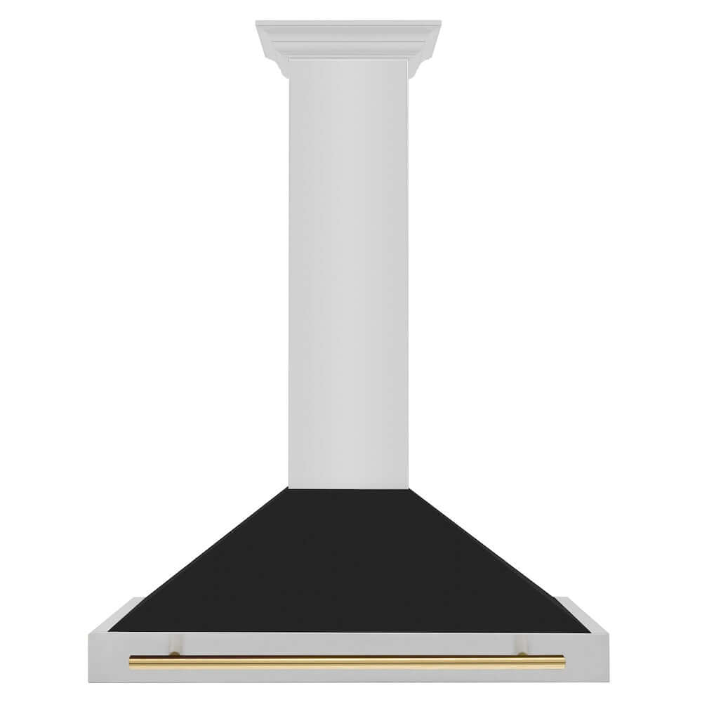ZLINE Autograph Edition 36 Inch Convertible Stainless Steel Range Hood with Black Matte Shell & Accent Handle - Professional Kitchen Ventilation for Modern Homes (KB4STZ BLM36) | Perfect for Open Concept Kitchens & Gourmet Cooking