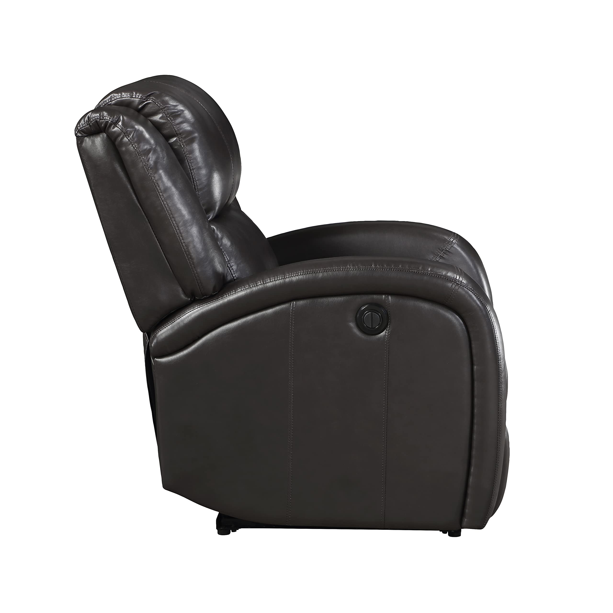 Lexicon Raven Faux Leather Wall-Hugger Power Recliner - Brown Leather Reclining Chair for Living Room, Home Theater & Small Spaces - Comfortable Electric Recliner Sofa with USB Charging Port