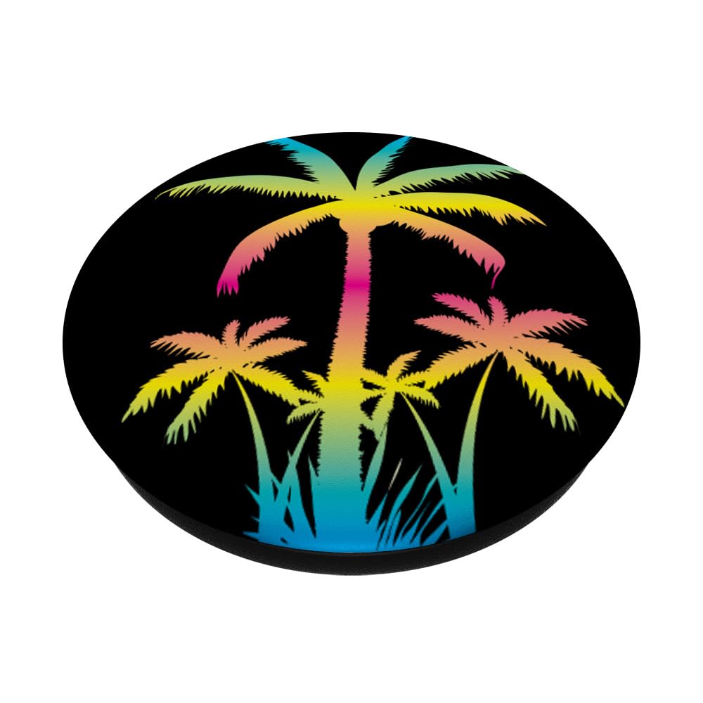 Palm Tree Summer Travel Beach Rainbow PopSocket Standard PopGrip - Perfect for Phones, Tablets & Vacation Selfies