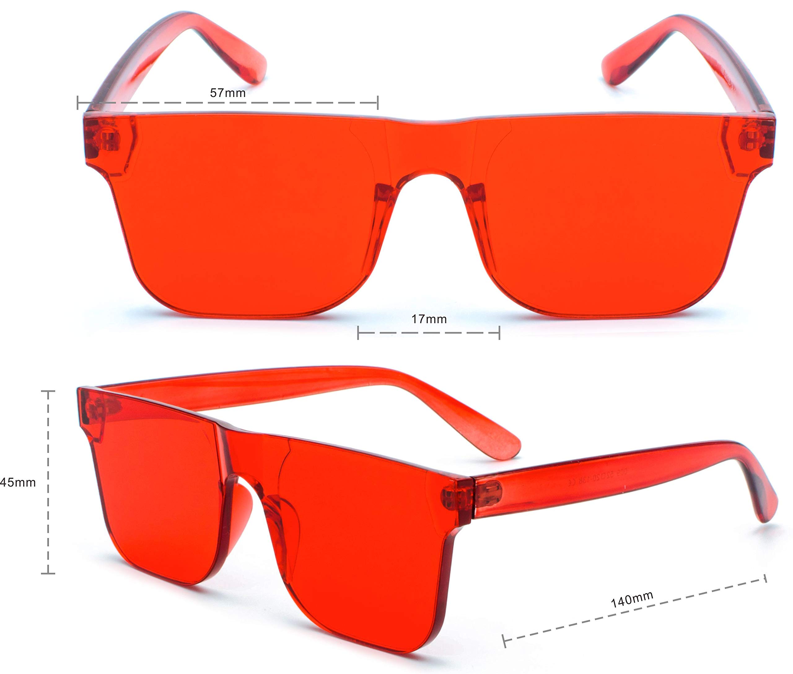 Kyiduo One Piece Anime Rimless Tinted Sunglasses - Lightweight Transparent Candy Color UV Protection Eyewear for Cosplay, Fashion & Outdoor Activities