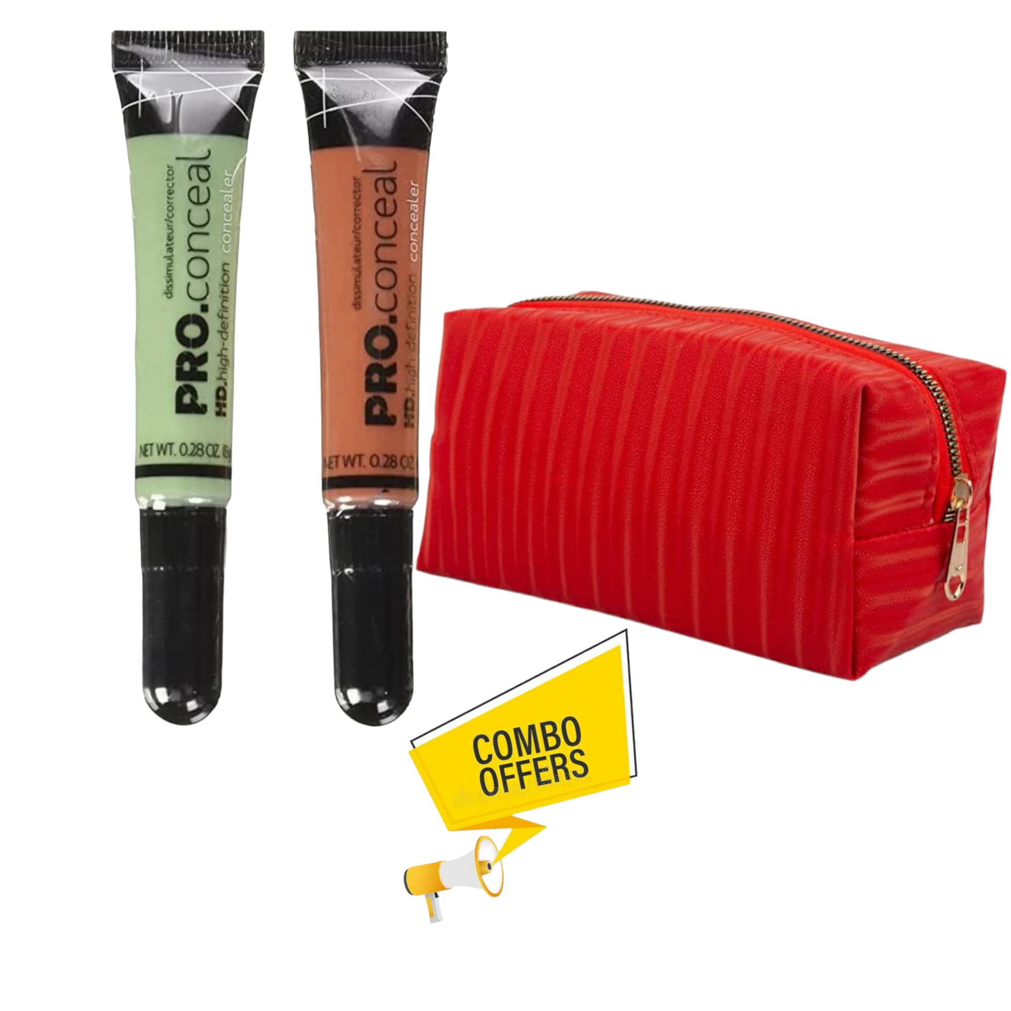 Professional HD Concealer & Corrector Combo - Orange & Green for Dark Circles & Redness | Flawless Makeup for Photography, Videos & Everyday Wear