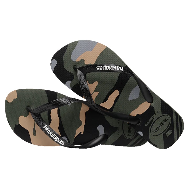 Havaianas Top Camu Flip Flops for Women - Comfortable Olive Green & Black Sandals - Perfect for Beach, Pool, and Summer Vacations