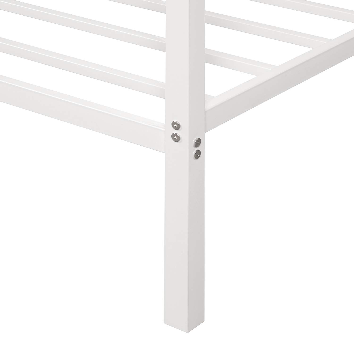 Elegant White Metal Canopy Platform Bed Frame - Queen Size with Built-in Headboard, 500lbs Weight Capacity, No Box Spring Needed, Easy Assembly - Perfect for Modern Bedrooms, Guest Rooms & Small Spaces