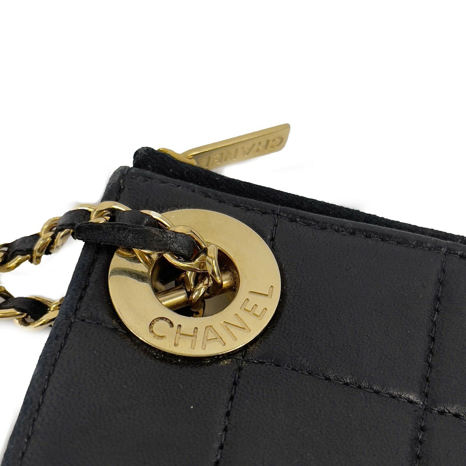 Vintage CHANEL Mini Handcuff Wristlet Clutch Bag - Black, Beige & Gold Ring | Evening Party, Wedding & Special Occasion Accessory