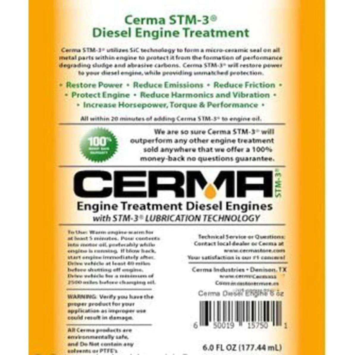 Premium Cerma Diesel Engine Treatment for 6-8 Cylinder Vehicles - 6 oz Bottle | Improves Performance, Reduces Friction & Extends Engine Life | Ideal for Trucks, SUVs & Heavy-Duty Diesel Engines