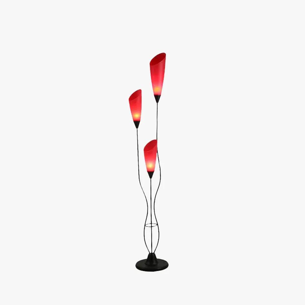 3-Head Red Petal Arc Floor Lamp - Modern Lighting for Living Room, Bedroom & Office Decor