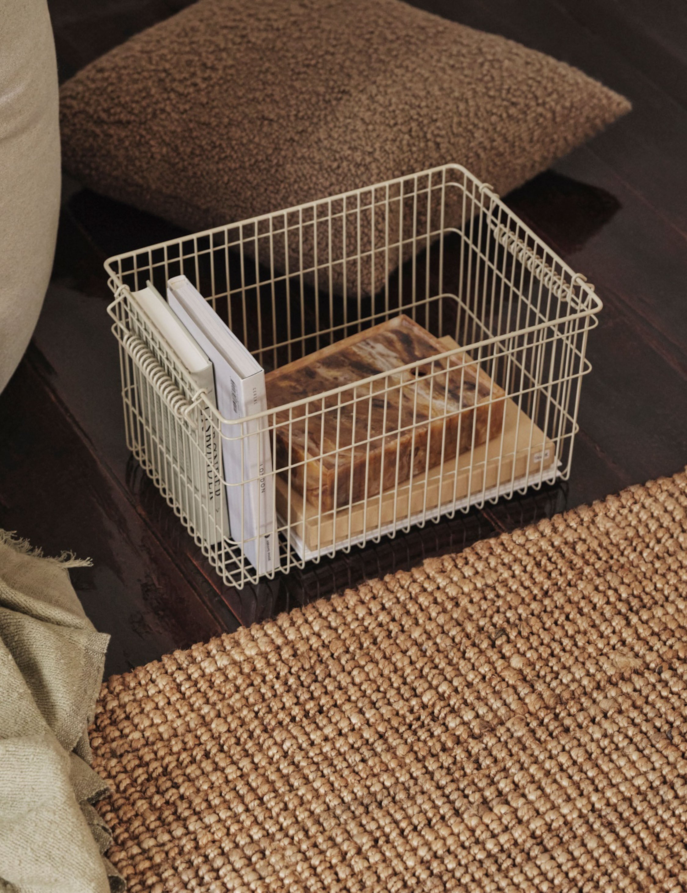 Ferm Living Cala Stackable Baskets - Set of 2, Woven Storage Bins for Home Organization - Perfect for Bathroom, Bedroom, or Kitchen Storage