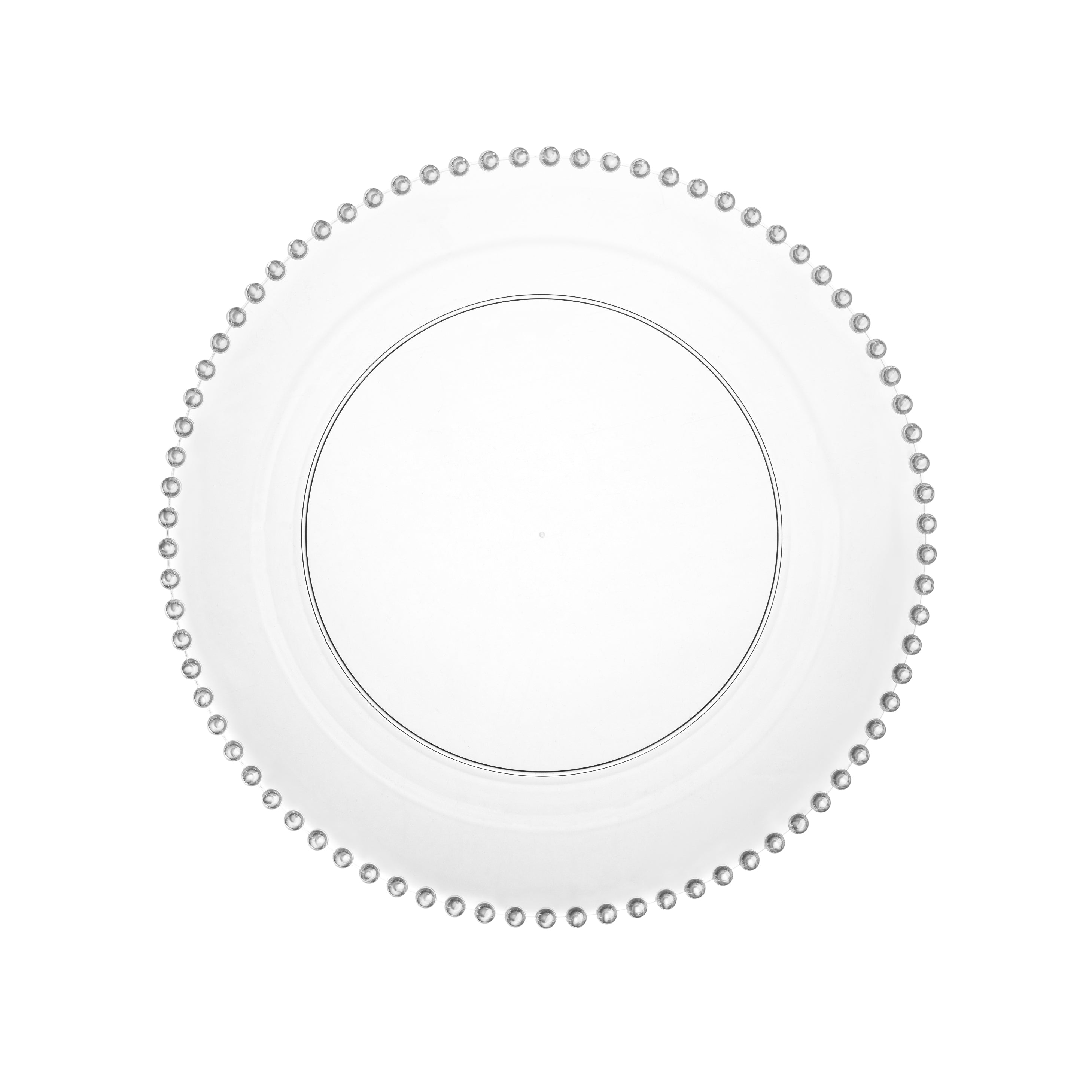 10-Pack Clear & Silver Round Plastic Plates with Beaded Rim - Elegant Disposable Tableware for Parties, Weddings, and Special Events