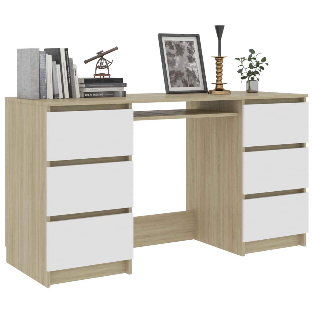 EBTOOLS Corner Desk - White & Oak Office Computer Desk with Workstation for Home & Study Room | Compact L-Shaped Workstation for Laptops, Studying & Small Space Office Setup