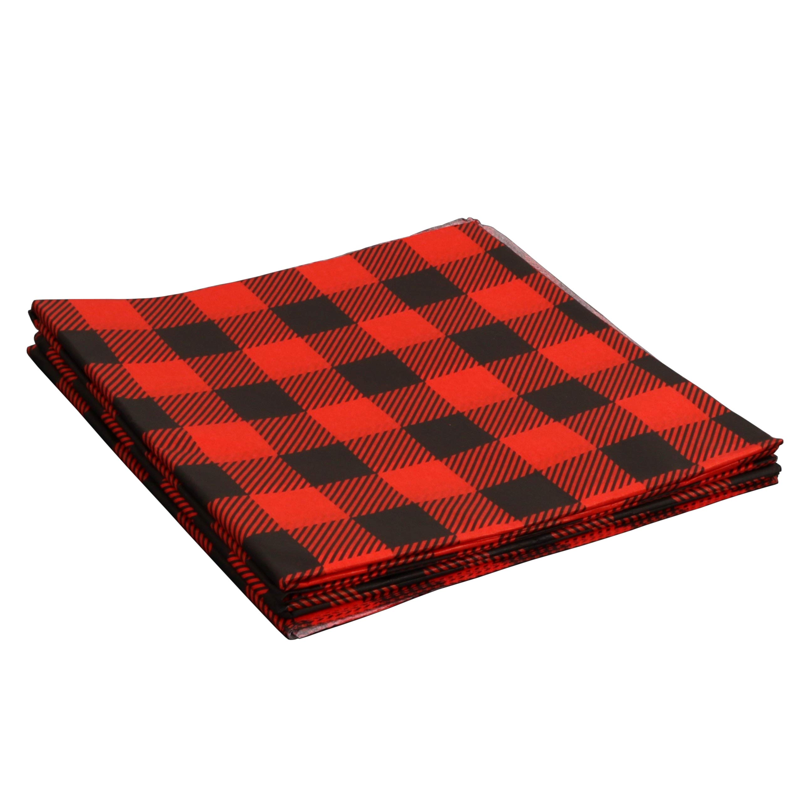 Iconikal Christmas Tissue Paper - Red Buffalo Plaid & Black Gingham Holiday Gift Wrap (20x20 Inches, 60 Sheets) for Present Wrapping, Party Decorations and Festive Crafts