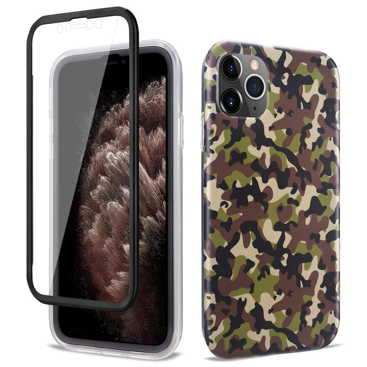 Ballaber iPhone 11 Pro Max Case with Screen Protector - Slim Durable Hard PC & Soft TPU Shockproof Full Body Protective Cover for Women & Girls - Compatible with iPhone 11 Pro Max 6.5 inch (2019 Model) - Camouflage Design - Perfect for Everyday Use, Work & Outdoor Activities