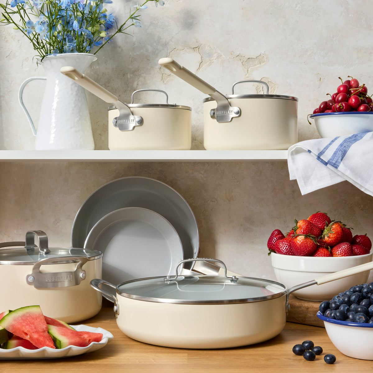 Bobby Flay by GreenPan Professional Ceramic Nonstick 10-Inch Frypan - Non-Toxic, PFOA-Free Cookware for Healthy Cooking | Perfect for Sautéing, Frying & Everyday Meals | Cream Color