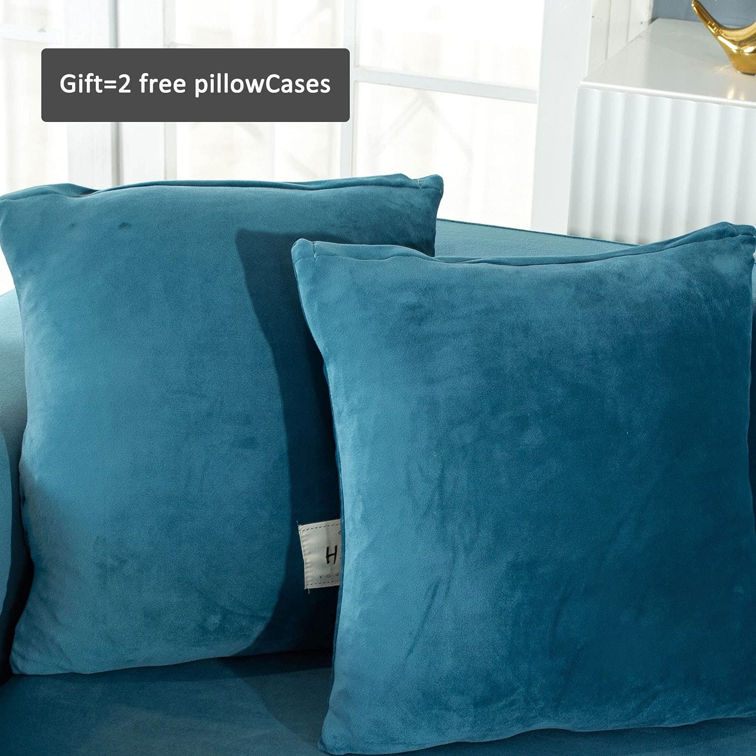 Stretch L-Shaped Sectional Sofa Slipcover - 4+4 Seat Couch Cover for Pets & Kids, Furniture Protector for Living Room (Blue) | Perfect for Family Gatherings, Pet-Friendly Homes & Modern Living Spaces