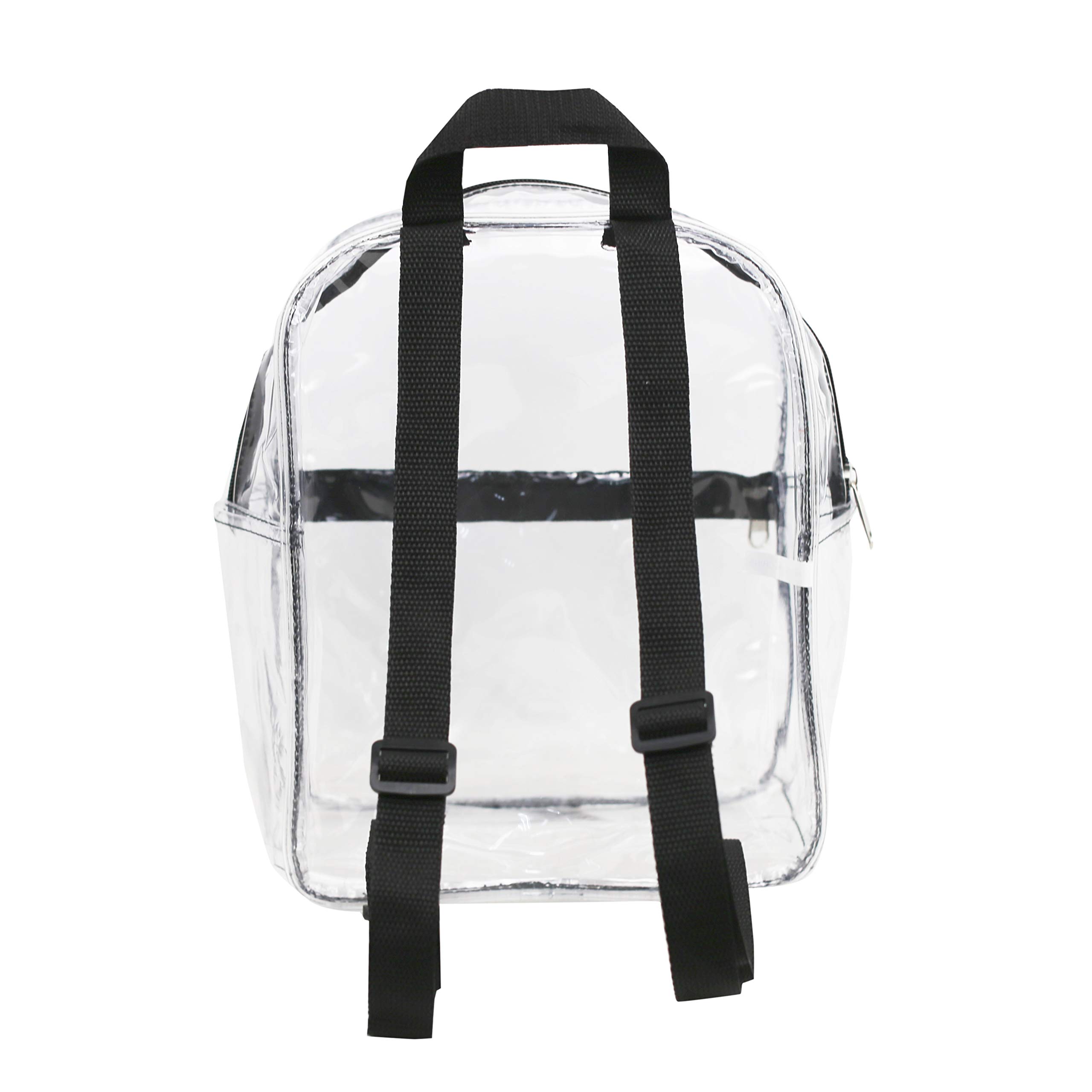 Stadium Approved Clear Mini Backpack - Heavy Duty Cold-Resistant Transparent PVC Security Bag for Work, Travel & Events (Black) | Perfect for Concerts, Sports Games & Airport Security