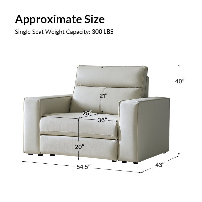 EliteNest Smart Modular Sofa with Power Recliners - Easy Assembly, Customizable Living Room Furniture for Modern Home & Entertainment Spaces