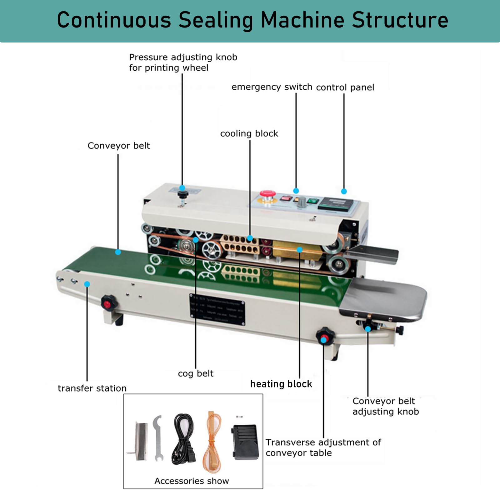 INTSUPERMAI FR770 Vertical Continuous Sealing Machine - Automatic Impulse Bag Sealer with Digital Display (110V) | Ideal for Packaging Food, Snacks, Coffee & Retail Products