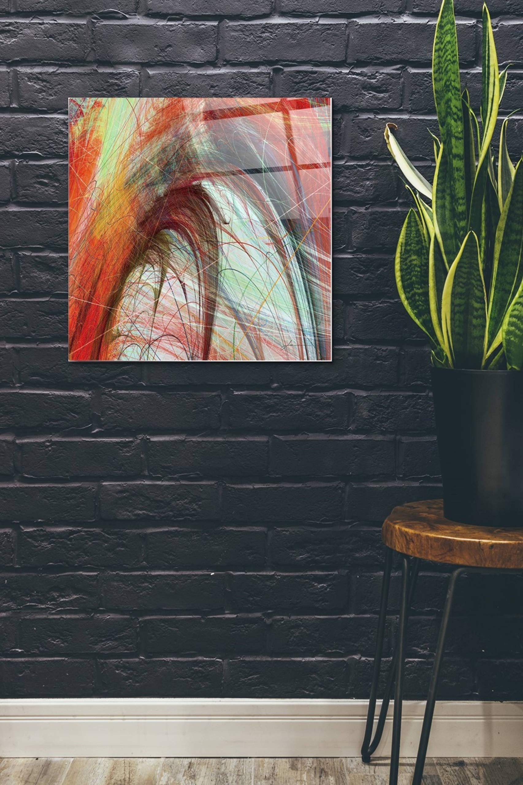 James Burghardt 'String Tile II' Acrylic Glass Wall Art - 24x24 Inch Modern Abstract Painting for Living Room, Bedroom & Office Decor