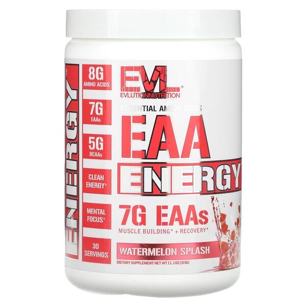 EVLution Nutrition EAA Energy Supplement 315g - Essential Amino Acids for Workout Recovery & Muscle Growth | Pre & Post Workout Drink Mix for Athletes & Fitness Enthusiasts