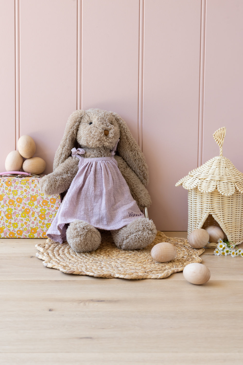 Personalized Mrs Honey Bunny Plush Toy - Soft Lilac Bunny Stuffed Animal for Kids, Easter Gift, Nursery Decor & Cuddling Companion