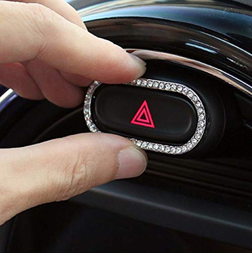 Mini Cooper Accessories - Silver Warning Light Button Sticker | Car Interior Bling Decor for Women | Perfect for Customizing & Personalizing Your Mini Cooper Dashboard