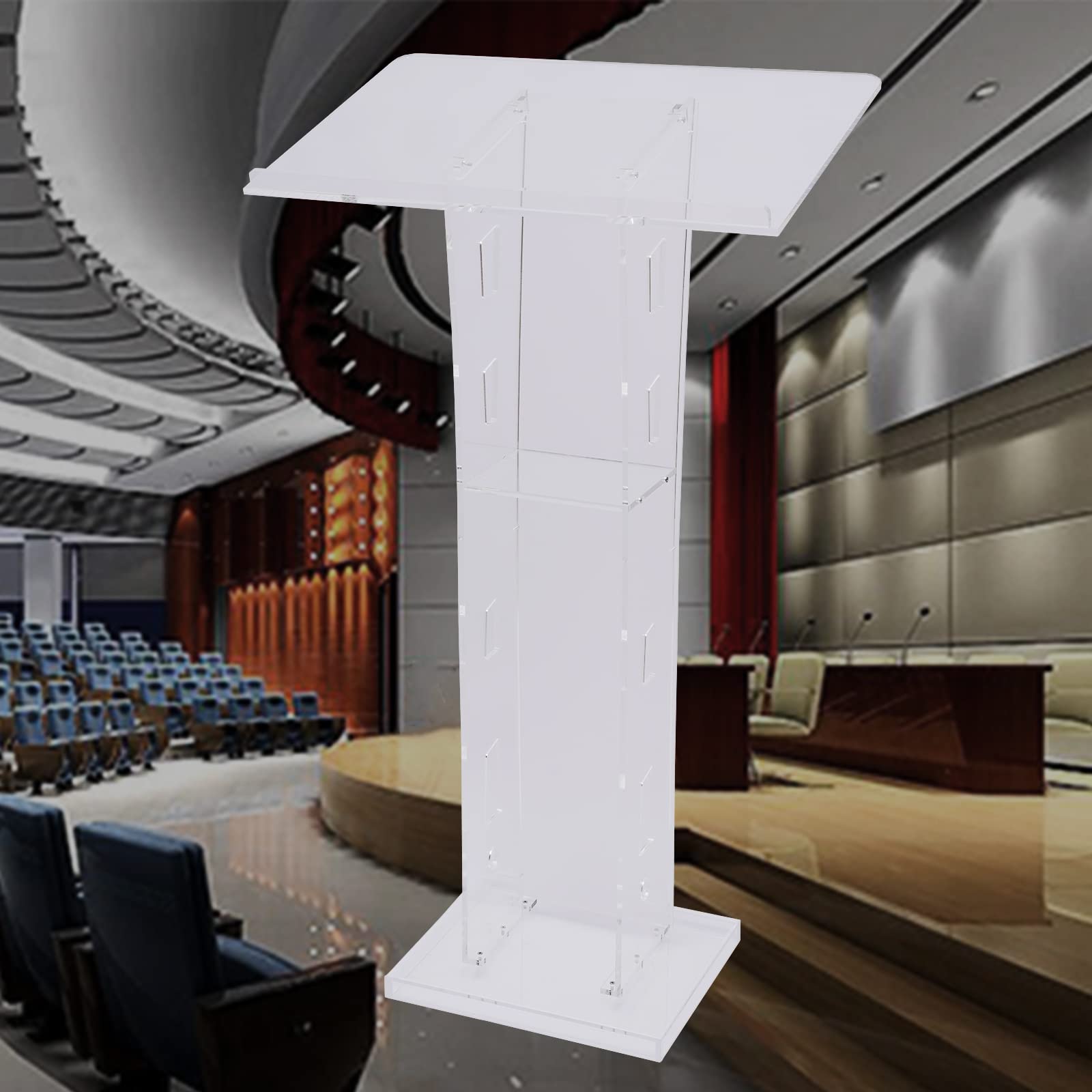 Acrylic Podium Stand with Wide Reading Surface - Clear Church Pulpit for Weddings, Ceremonies & Classrooms | Professional Lectern for Speeches, Presentations & Events