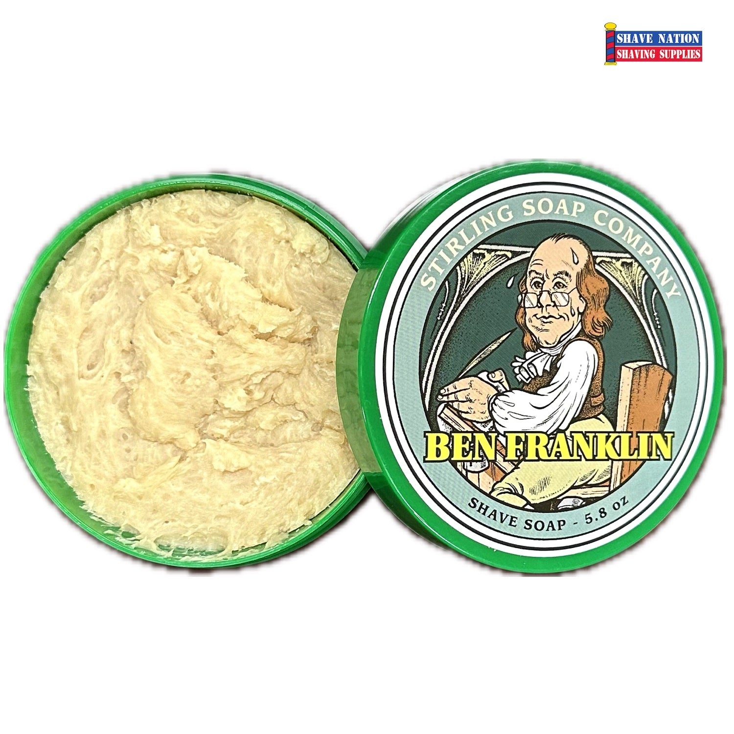 Premium Stirling Shaving Soap for Men - All-Natural Glycerin Shaving Soap Bar with Shea Butter & Essential Oils - Smooth, Close Shave for Sensitive Skin - Perfect for Wet Shaving, Travel & Grooming Kits