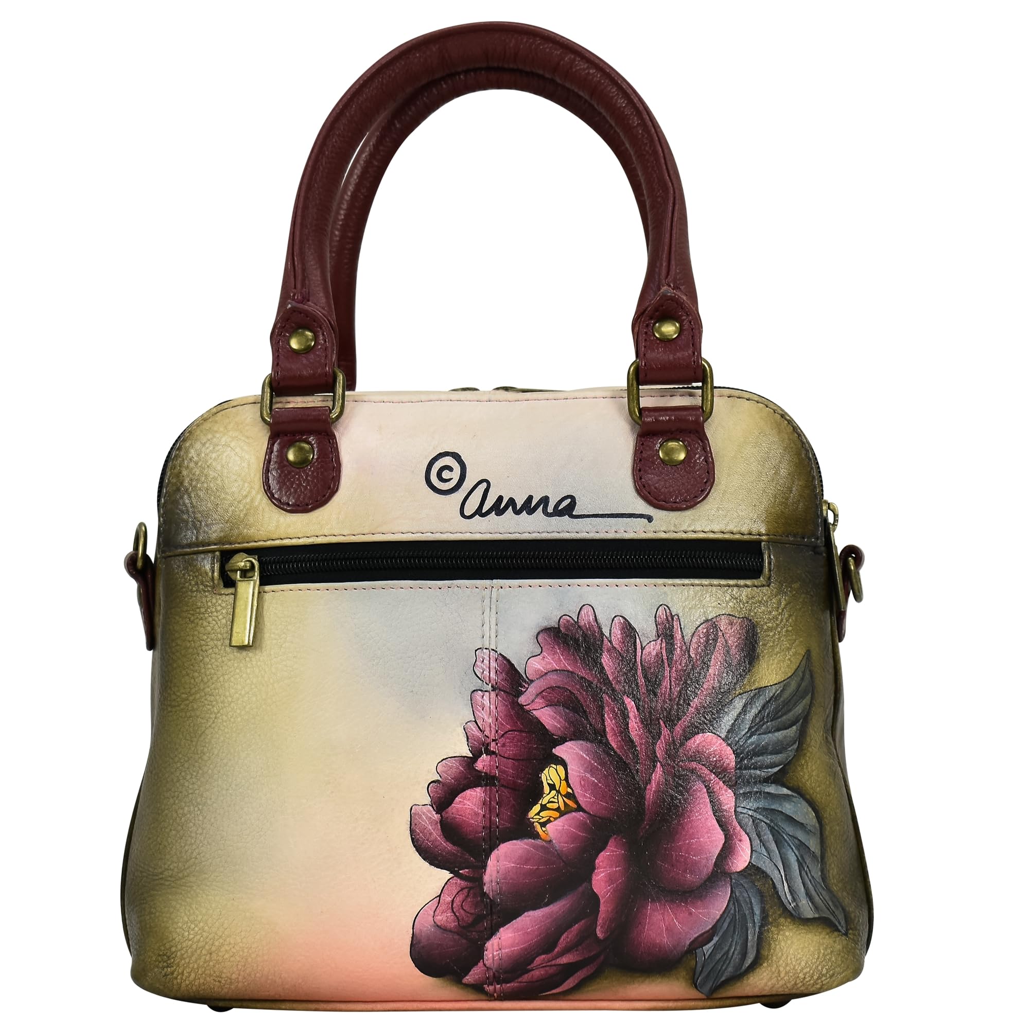 Anuschka Anna Double Zip Organizer Satchel Handbag - Stylish Women's Leather Crossbody Bag for Work, Travel & Everyday Use