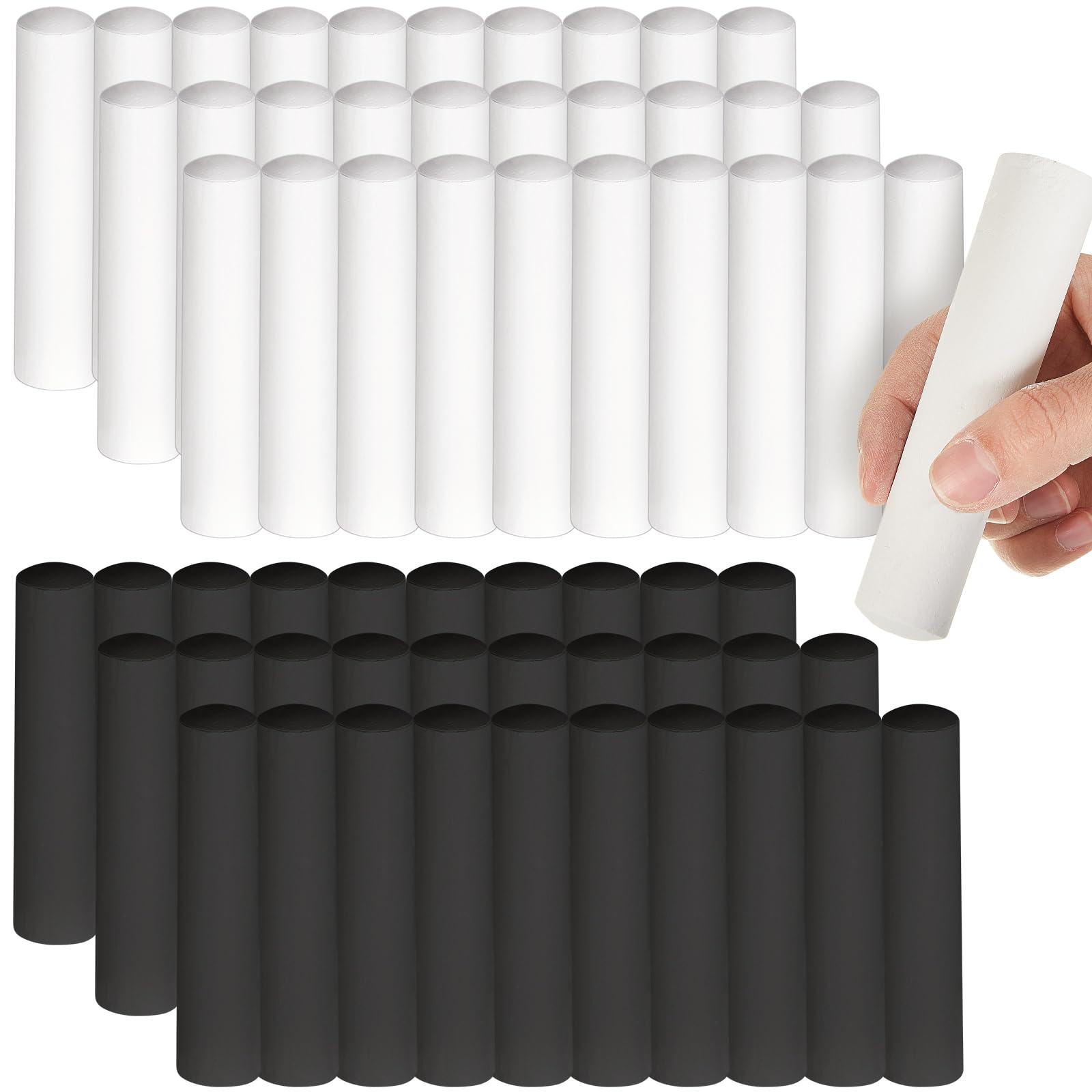 **60-Piece Jumbo Washable Non-Toxic Sidewalk Chalk Set - Black & White Colors for Kids Art, Playground, Classroom & Outdoor Fun - Safe for Chalkboard & Blackboard Drawing**    *(Perfect for Sidewalk Art, School Projects, Playtime & Creative Outdoor Activities!)*