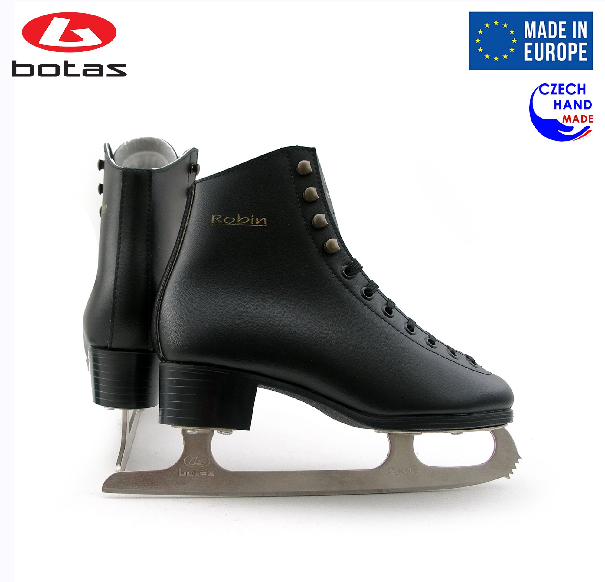 Men's & Boys' Black Figure Ice Skates - Robin Model | Premium European Made (Czech Republic) | Perfect for Competitive Skating & Winter Sports