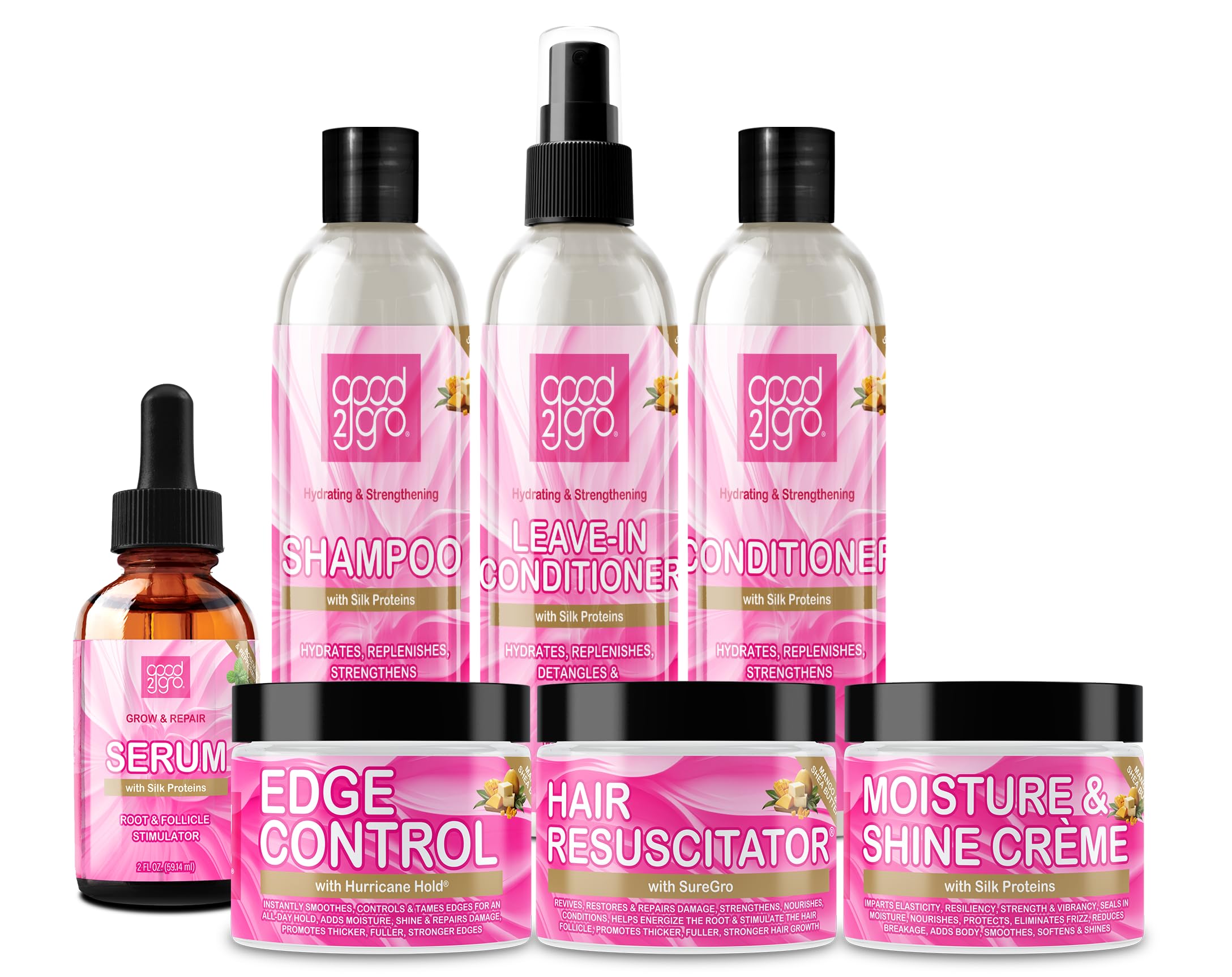 GOOD2GRO Hydrating & Strengthening Hair Care Set - 100% Vegan & Cruelty Free Formula for Dry & Damaged Hair - Perfect for Daily Hydration & Hair Repair at Home