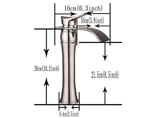Valladolid Waterfall Bathroom Sink Faucet with Drain - Modern Bathroom Vanity Faucet for Contemporary Home Decor | Perfect for Spa, Luxury Bathrooms & Powder Rooms