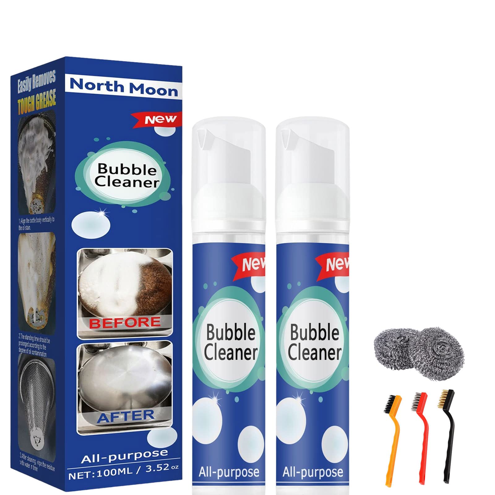 **Foaming Heavy Oil Stain Cleaner - Powerful All-Purpose Foam Cleaner for Stubborn Grease & Grime - Bubble Spray (100ml, 2-Pack) - Ideal for Kitchen, Garage, and Industrial Use**