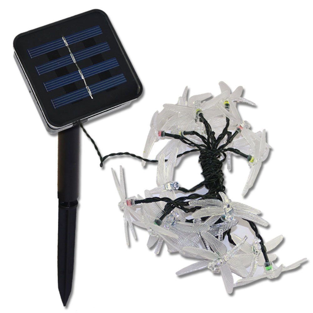 Solar Powered Dragonfly String Lights - 20ft Waterproof Outdoor Fairy Lights with 30 LED for Garden, Patio, Lawn & Holiday Decorations | Perfect for Christmas, Parties, Weddings & Home Decoration (Blue)