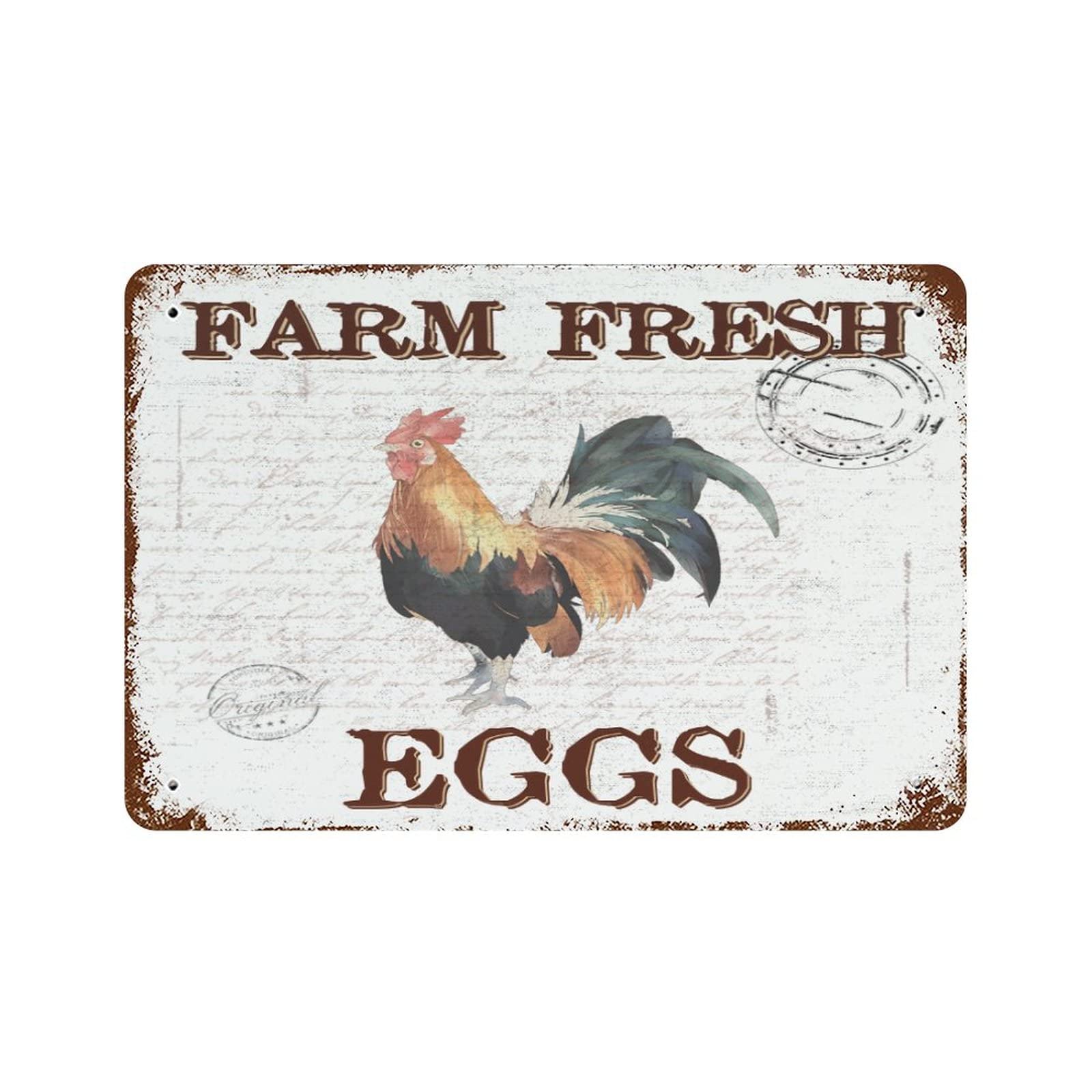 8x12 Inch Vintage Chicken Coop Decor Aluminum Sign - Farm Fresh Eggs Retro Metal Tin Plaque for Home, Bar, Restaurant, Garage & Cafe Wall Art - Perfect for Rustic Farmhouse, Country Kitchen & Coffee Shop Decor