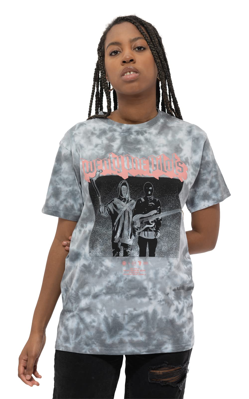 Torch Bearers Band Logo T-Shirt for Men - White & Grey Dye Wash Cotton Tee | Casual Wear, Concert Merch, Rock Music Fan Gift